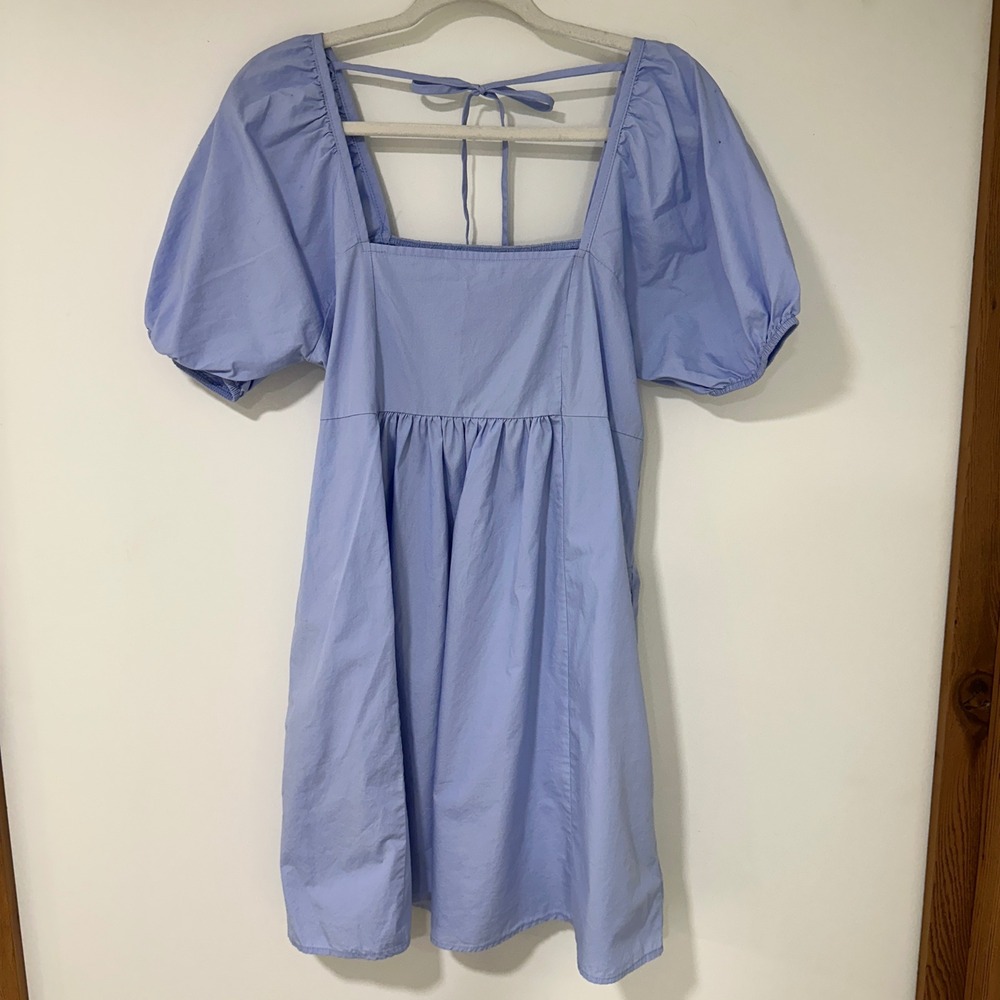 Draper James Dress Puff Sleeve Smocked Women's S Blue Cotton Poplin‎ Cottagecore